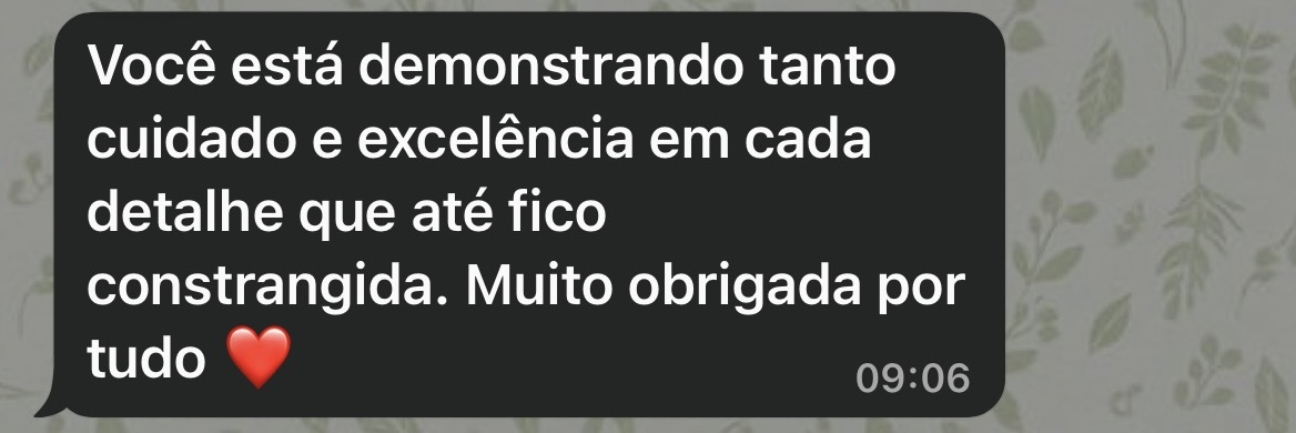 Mensagem de agradecimento de uma pessoa acompanhada por Sara Ruth — depoimento 4